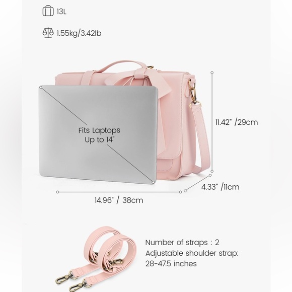 ECOSUSI pink multi-way bow bag - Picture 5 of 9